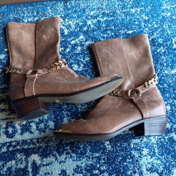 ABS Gold Toe Brown Boots Sz 9 - Picture 1 of 4